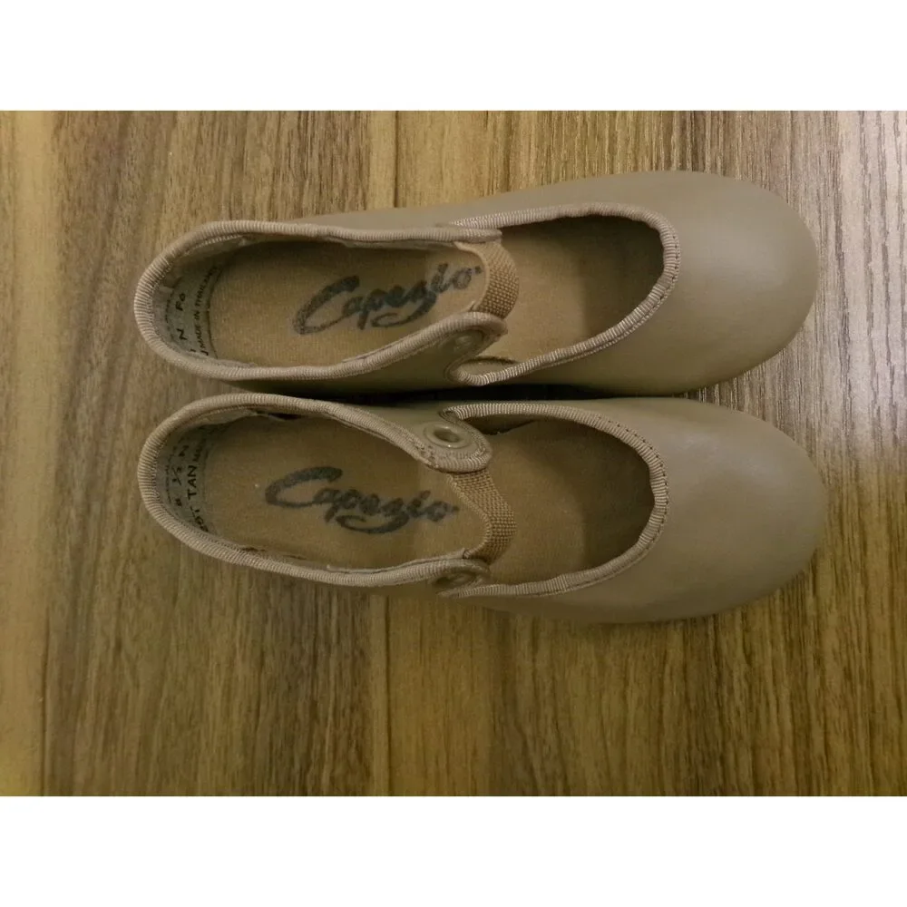 Pre-Owned Dance Tap Shoes Capezio 8.5N Kids Tyette Leather & Elastic Student